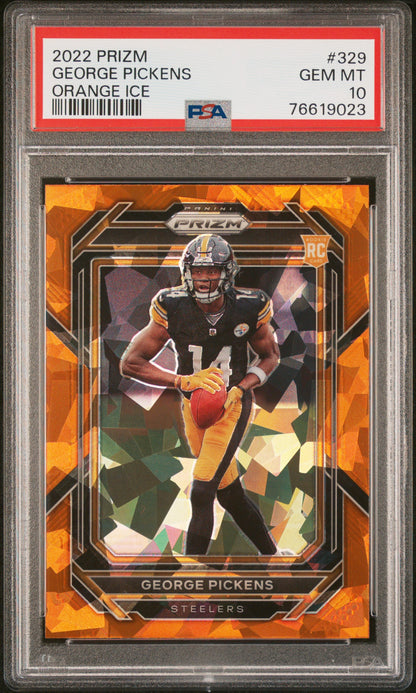 2022 Panini Prizm #329 George Pickens Orange Ice PSA 10