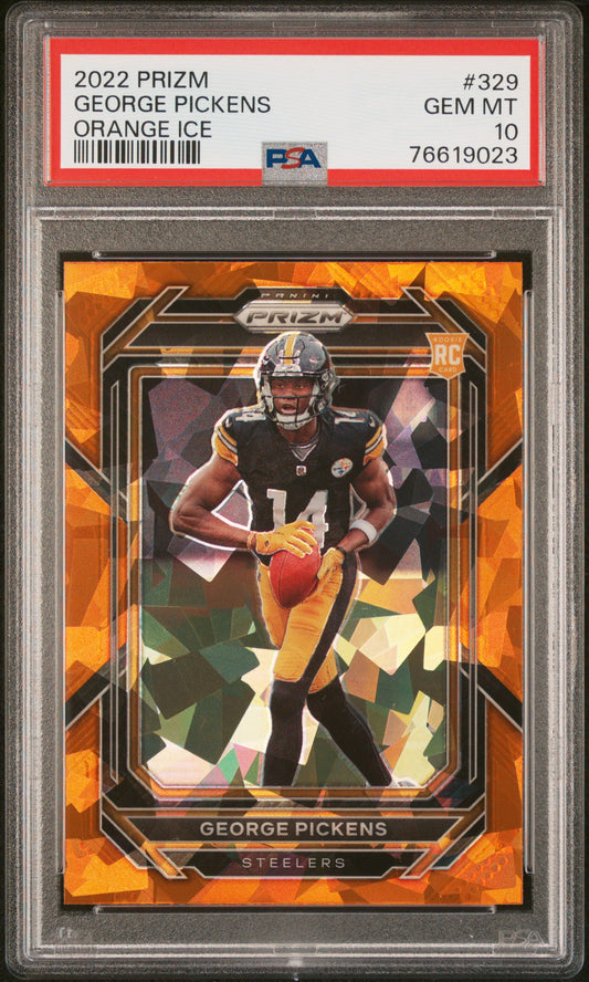 2022 Panini Prizm #329 George Pickens Orange Ice PSA 10