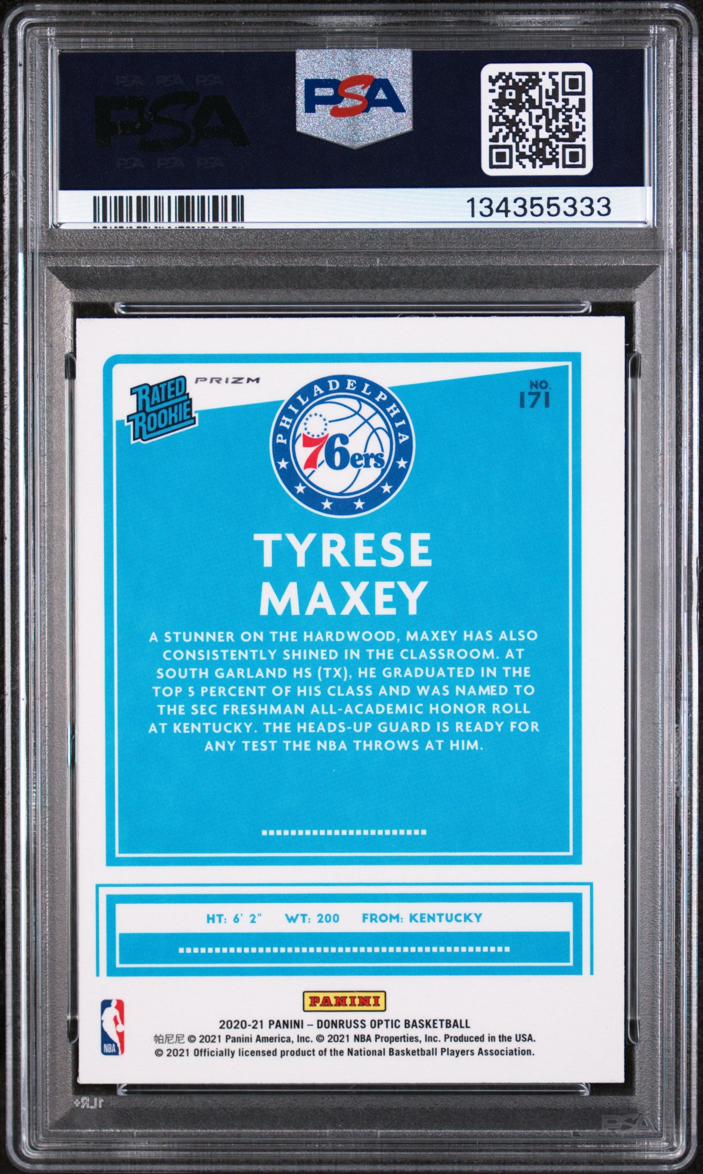 2020 Panini Donruss Optic #171 Tyrese Maxey Red Green Choice PSA 9