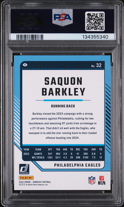 2024 Panini Donruss #32 Saquon Barkley No Name PSA 10