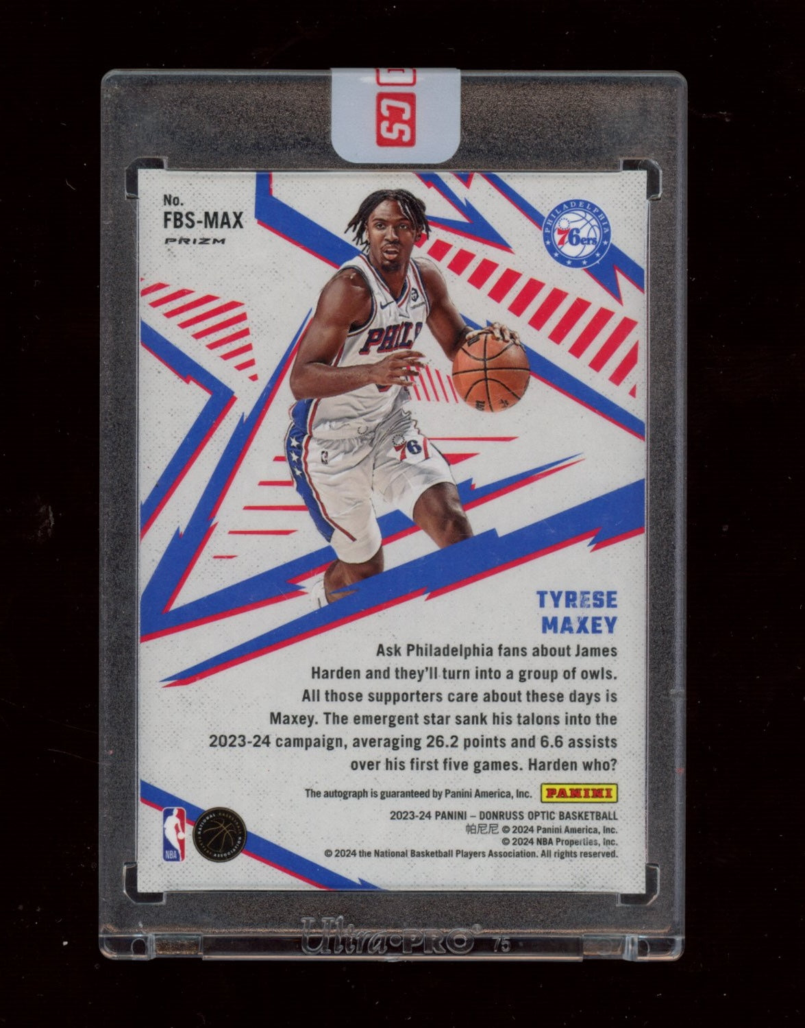2023-24 Donruss Optic #FBS-MAX Tyrese Maxey Fast Break Signatures
