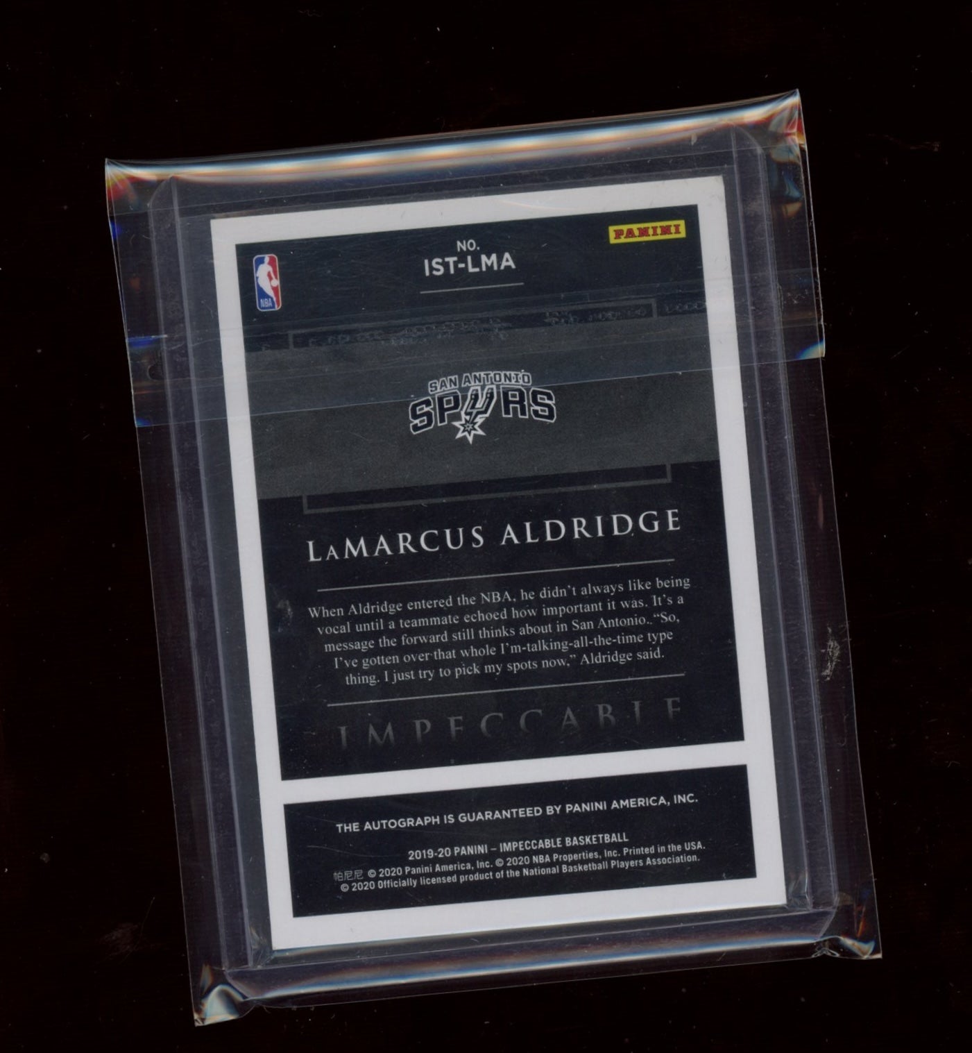 LaMarcus Aldridge 2019-20 Impeccable Impeccable Stars Signatures #/25