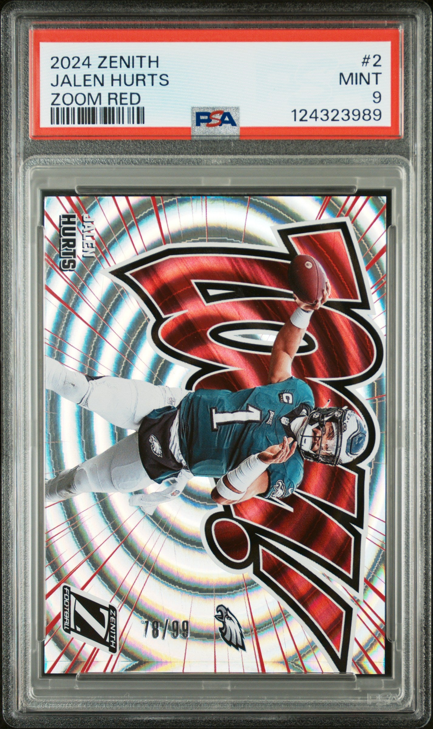 2024 Panini Zenith Zoom Red #2 Jalen Hurts PSA 9