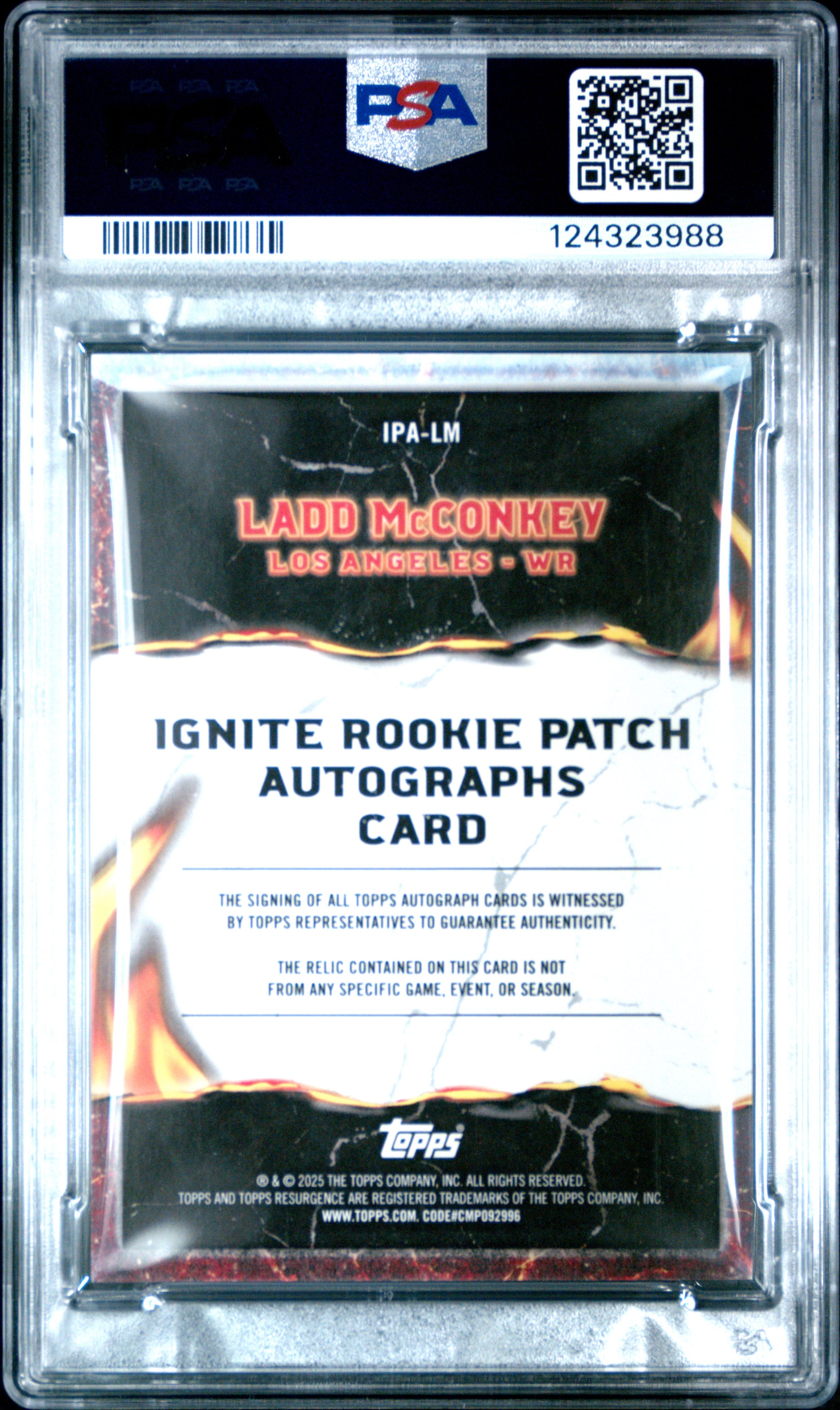 2024 Topps Resurgence Ignite RPA #IPALM Ladd Mcconkey /75 PSA 9