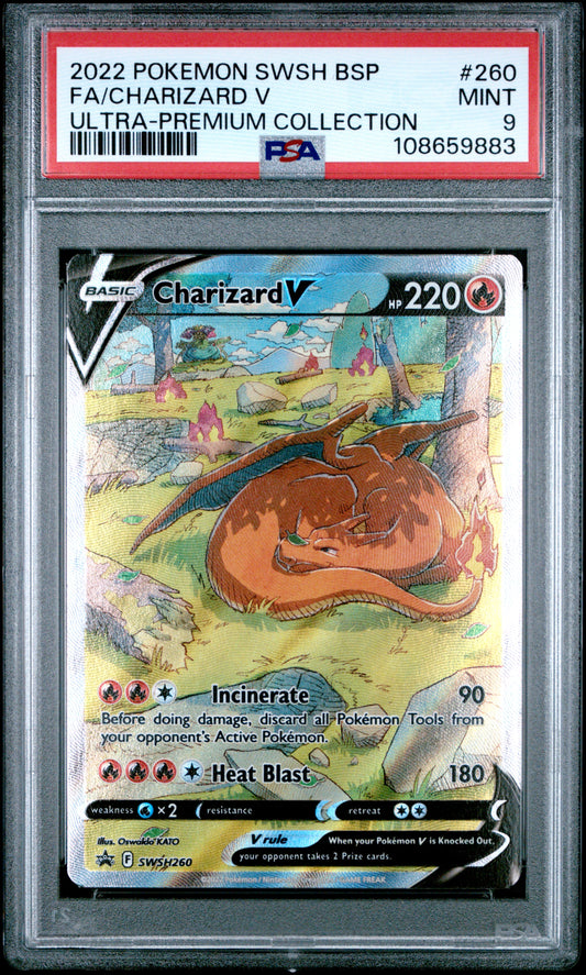 2022 Pokemon Swsh Black Star #260 Fa/Charizard V Ultra-Premium PSA 9