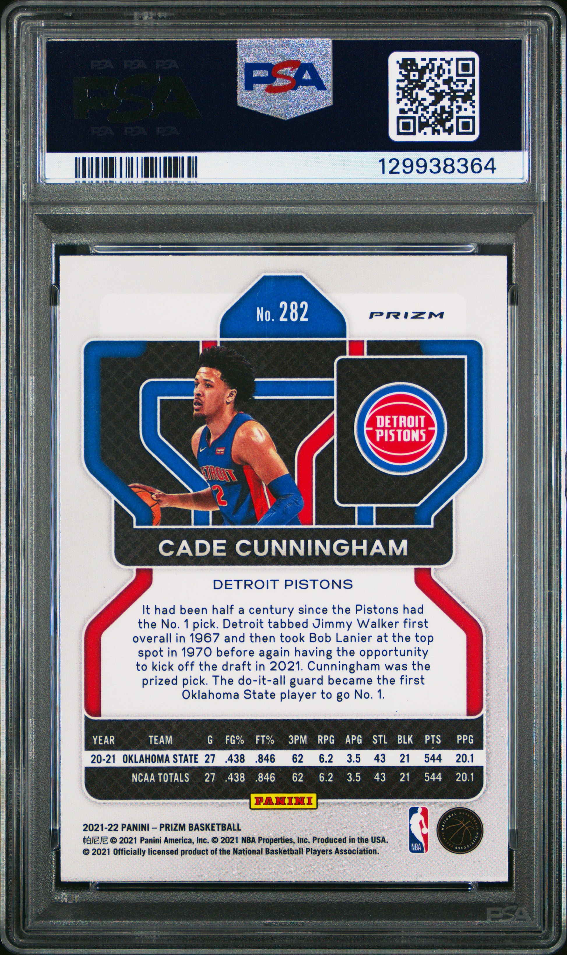 2021 Panini Prizm #282 Cade Cunningham Silver Prizm PSA 10