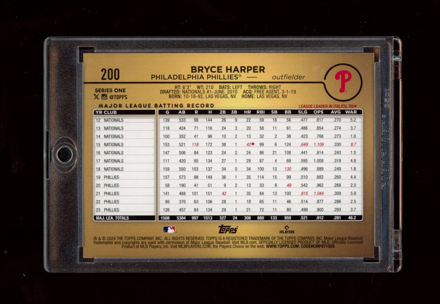2024 Topps #200 Bryce Harper Golden Mirror