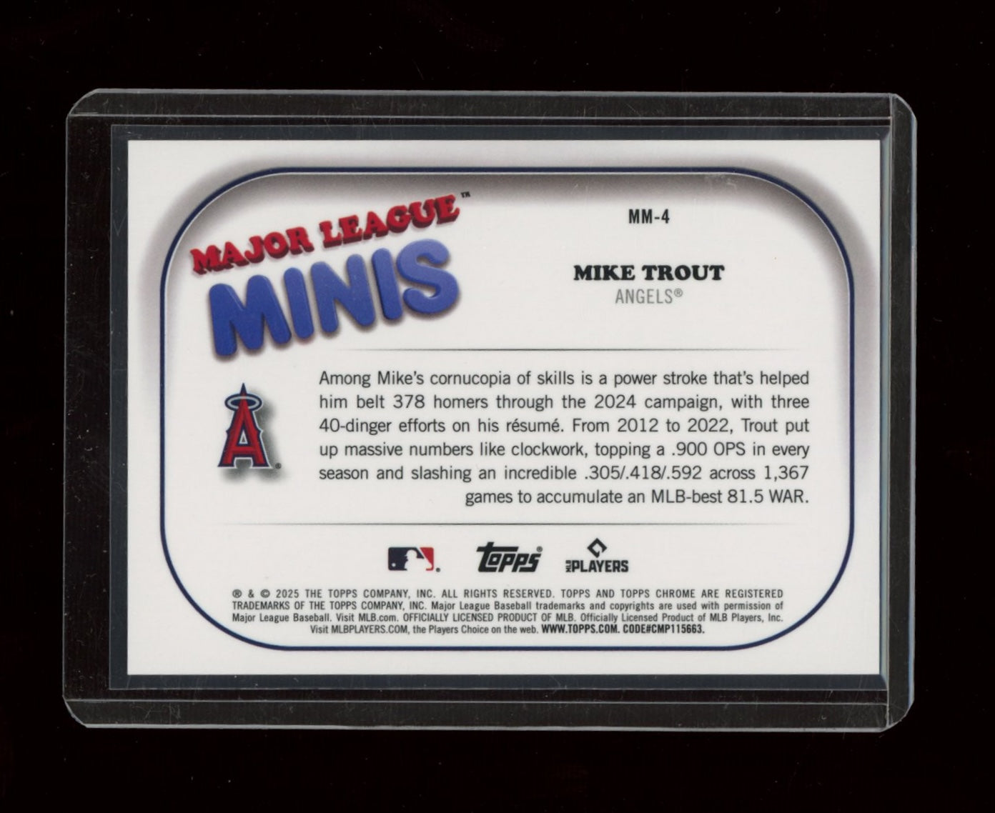 2025 Topps Chrome Update #MM-4 Mike Trout Major League Minis