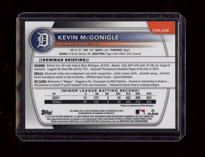2025 Bowman #CPA-KM Kevin McGonigle Chrome Prospect Autographs