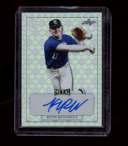 2022 Leaf Perfect Game MA-KM1 Kevin McGonigle Metal Auto Silver Wave #/9