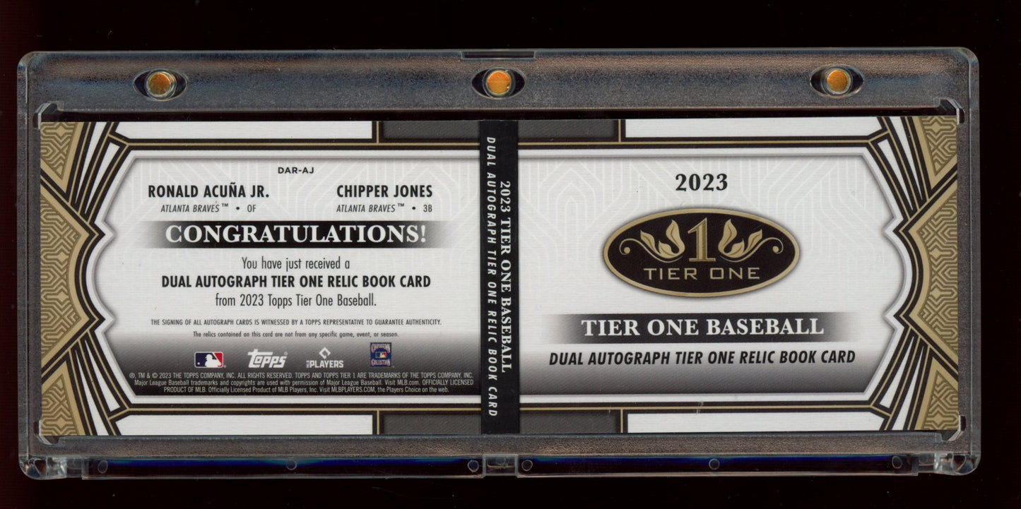2023 Topps Tier One Chipper Jones / Ronald Acuña Jr. Dual Auto Booklet #/10