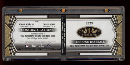 2023 Topps Tier One Chipper Jones / Ronald Acuña Jr. Dual Auto Booklet #/10