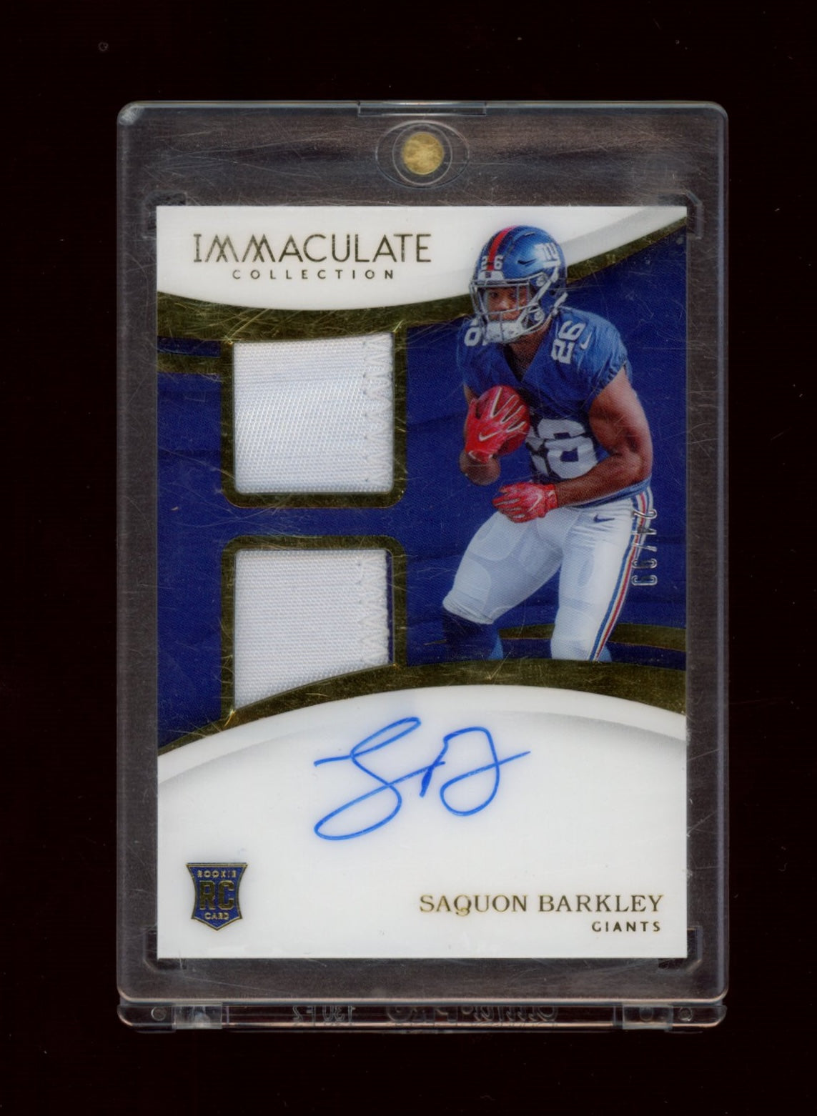 2018 Panini Immaculate Collection #IS-SB Saquon Barkley Sig Patches RC #/99
