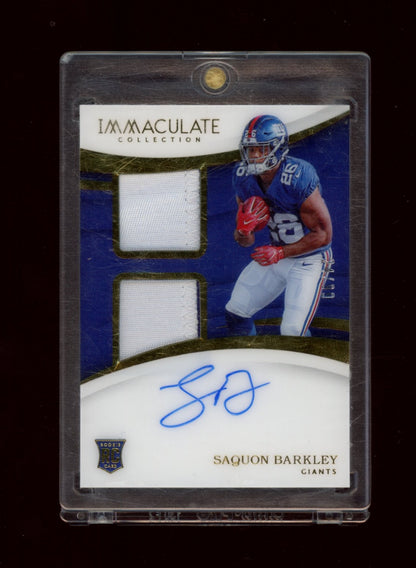 2018 Panini Immaculate Collection #IS-SB Saquon Barkley Sig Patches RC #/99
