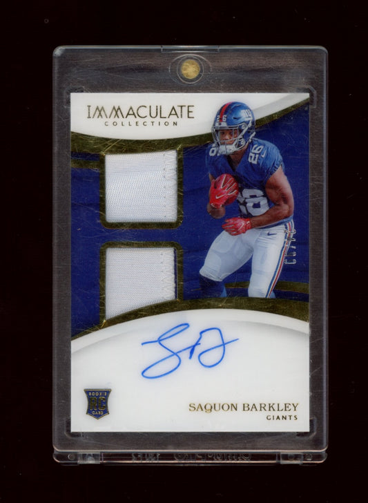 2018 Panini Immaculate Collection #IS-SB Saquon Barkley Sig Patches RC #/99