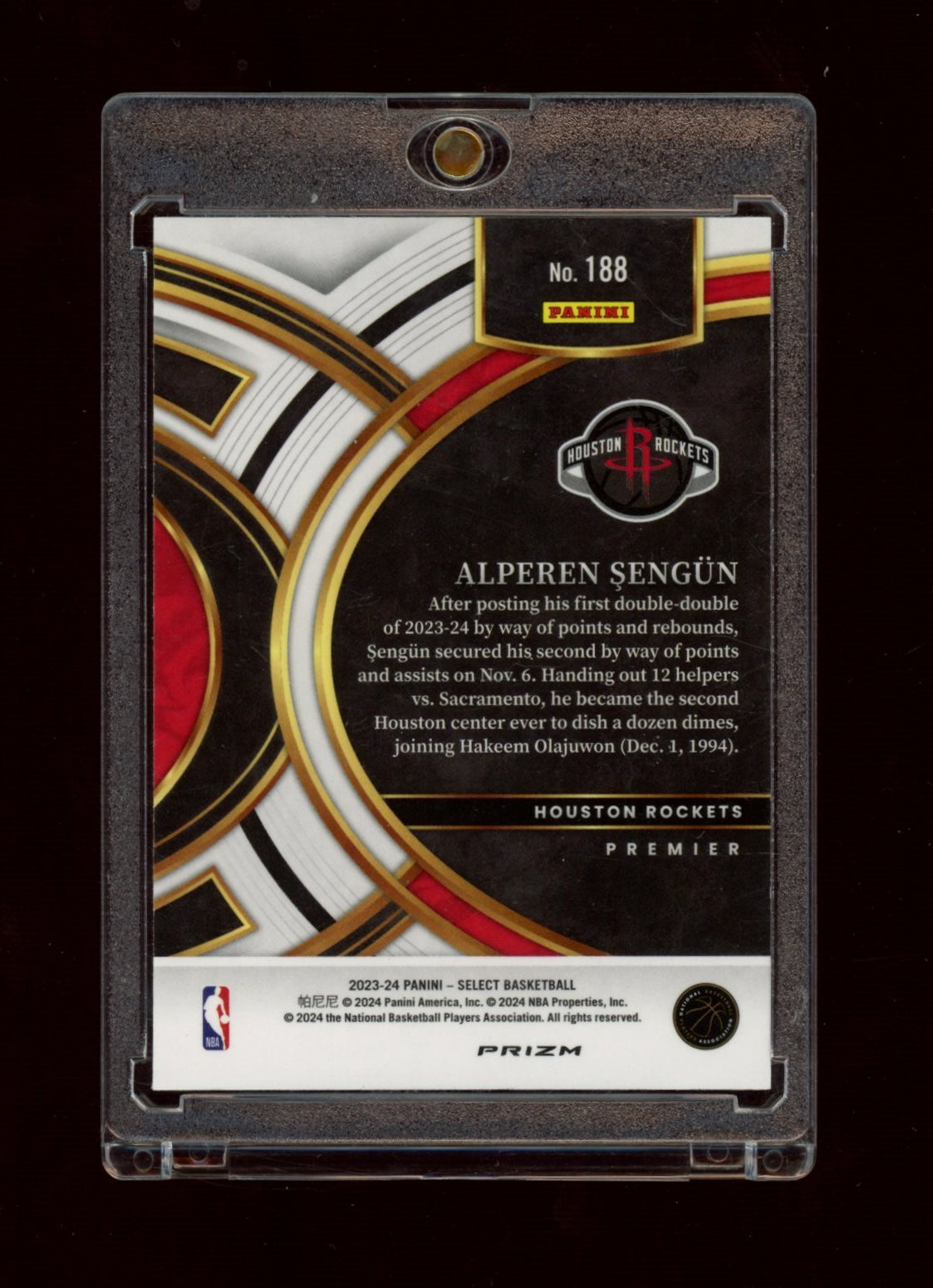 2023-24 Panini Select #188 Alperen Sengun Tiger Prizms