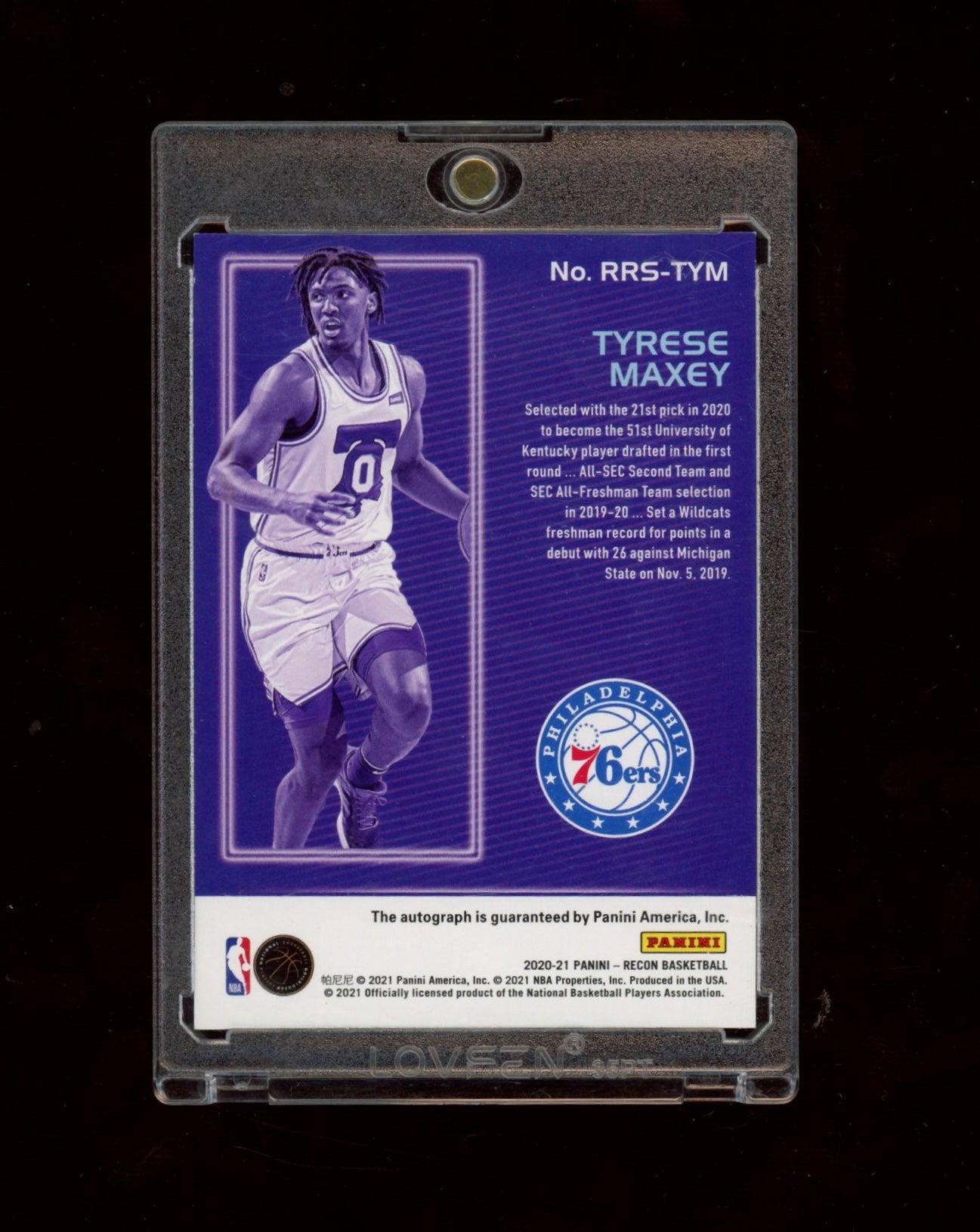 2020-21 Panini Recon #RRS-TYM Tyrese Maxey Rookie Recon Signatures Red #/99