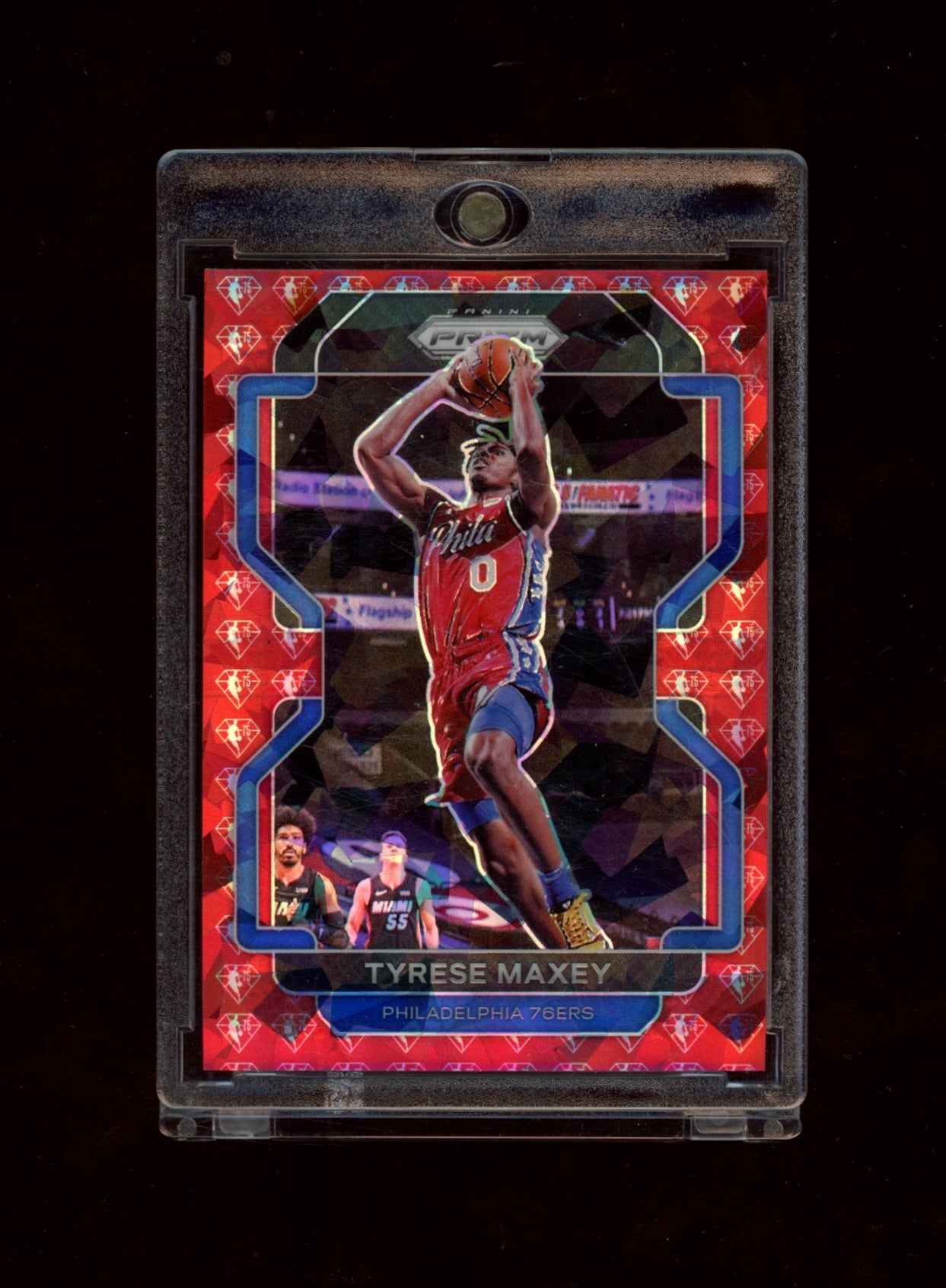2021-22 Panini Prizm #28 Tyrese Maxey NBA 75th Anniversary Diamond #/75