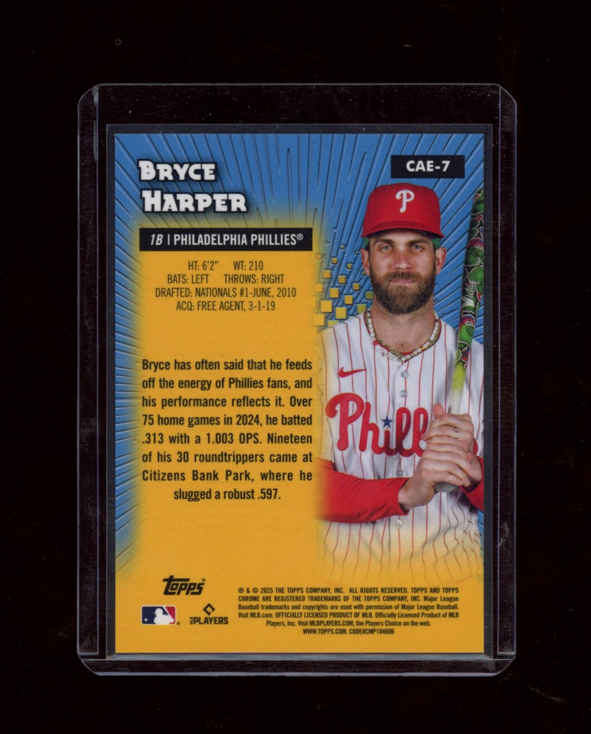 2025 Topps Chrome #CAE-7 Bryce Harper Chrome All-Etch Gold Refractors #/50