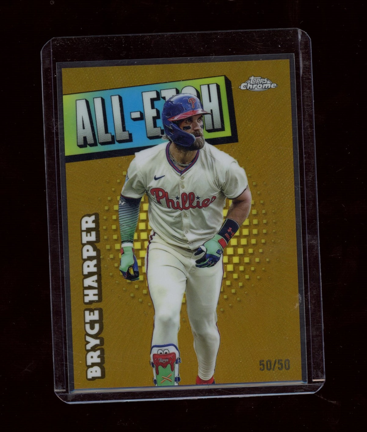 2025 Topps Chrome #CAE-7 Bryce Harper Chrome All-Etch Gold Refractors #/50