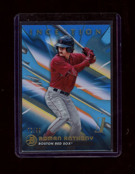 2023 Bowman Inception #71 Roman Anthony Blue Foil Pattern II #/99