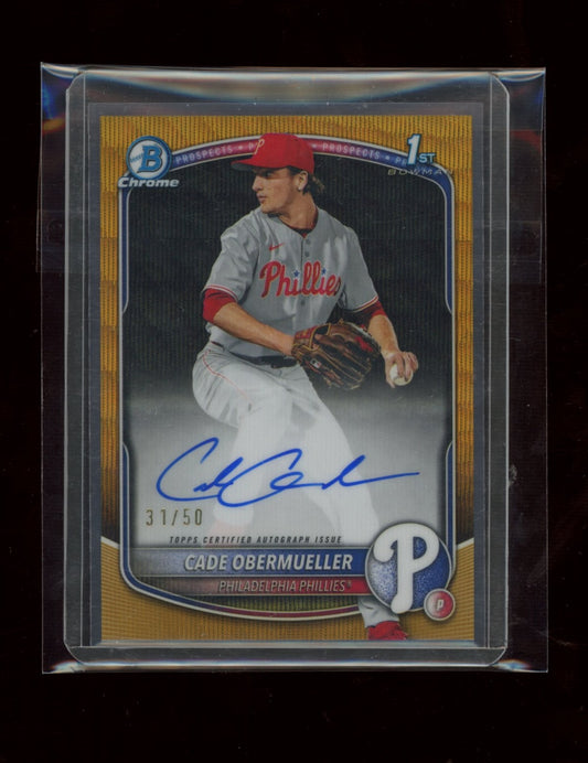 2025 Bowman Draft #CPA-CO Cade Obermueller Prospect Auto Gold Wave  #/50