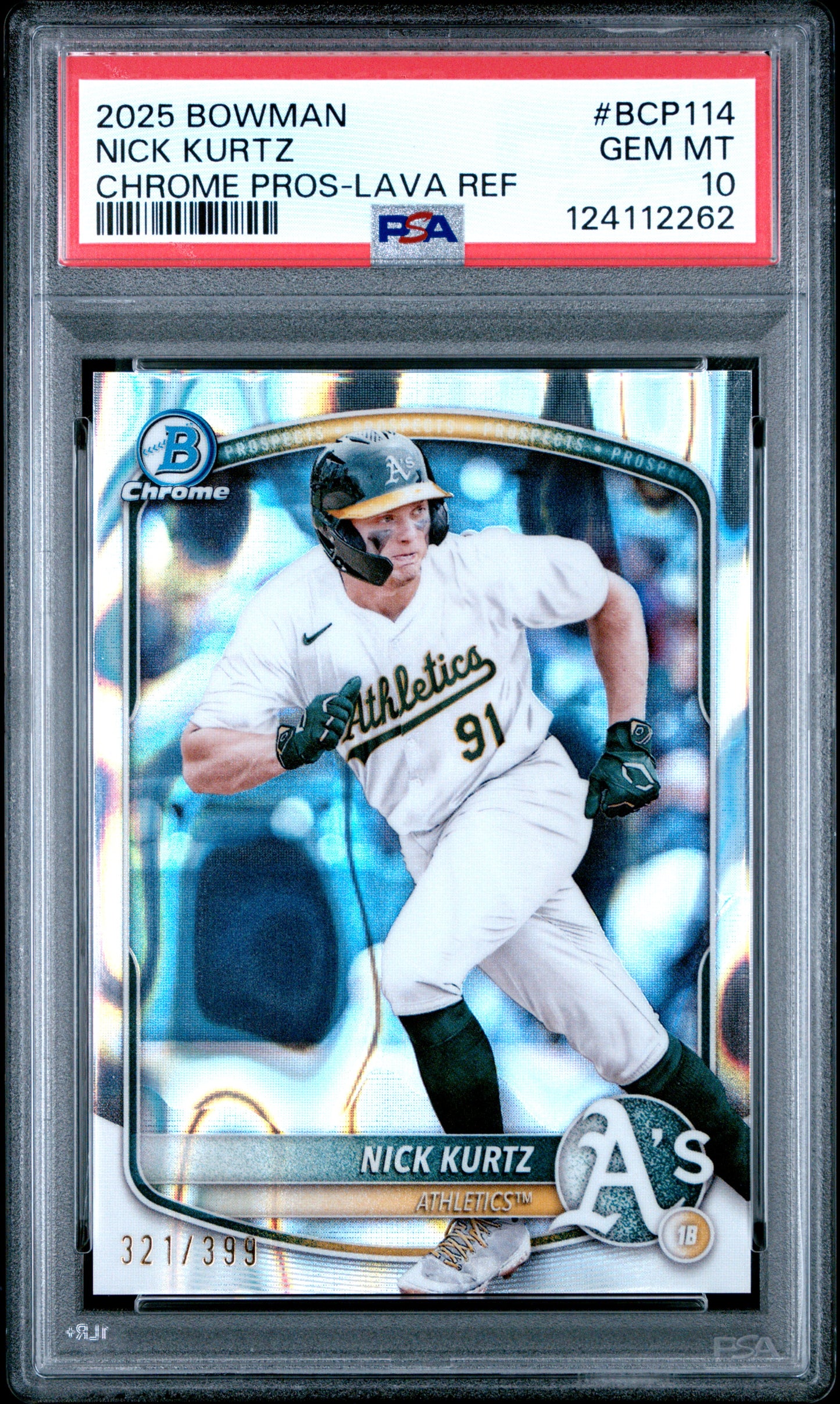 2025 Bowman Chrome Prospects #BCP114 Nick Kurtz Chrome Pros-Lava Ref PSA 10