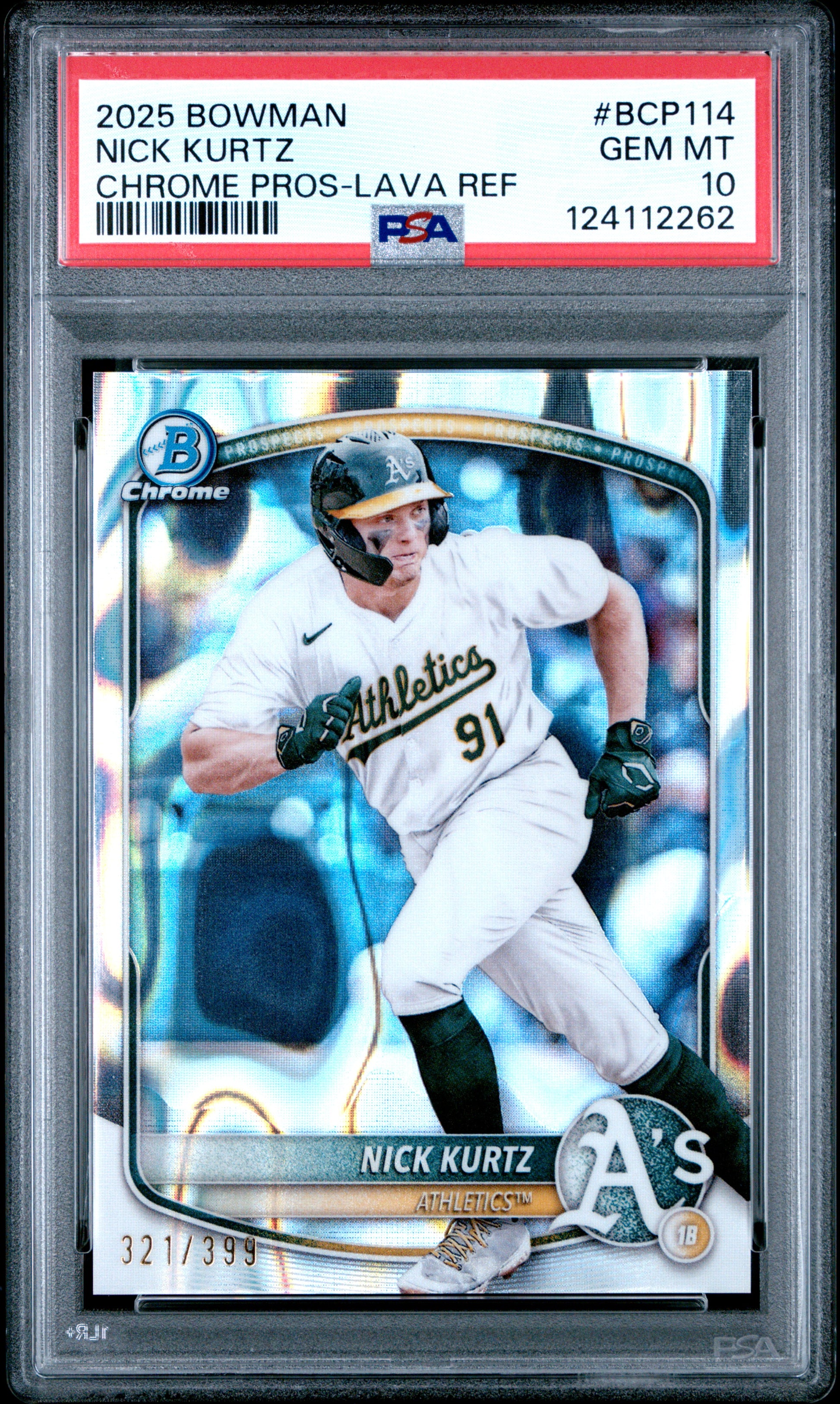 2025 Bowman Chrome Prospects #BCP114 Nick Kurtz Chrome Pros-Lava Ref PSA 10
