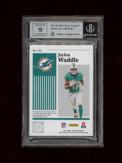 2021 Panini Encased Sapphire #133 Jaylen Waddle HAT AU BGS 9.0