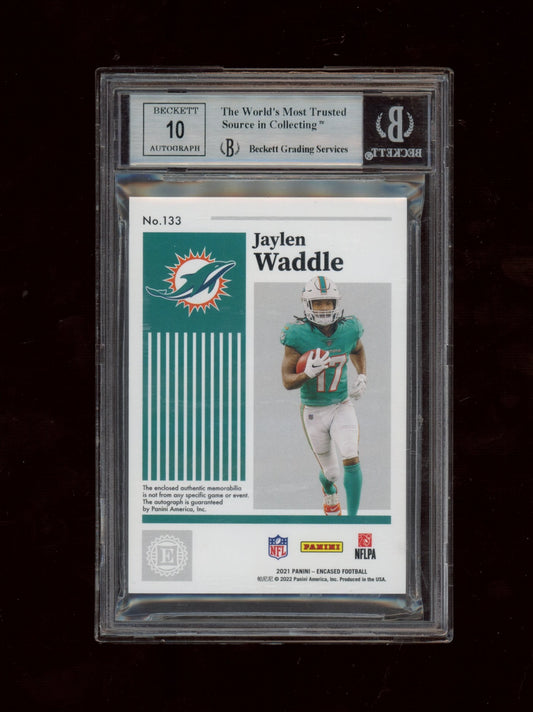 2021 Panini Encased Sapphire #133 Jaylen Waddle HAT AU BGS 9.0