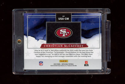 2021 Panini Impeccable #USA-CM Christian McCaffrey Silver USA Flag #/20