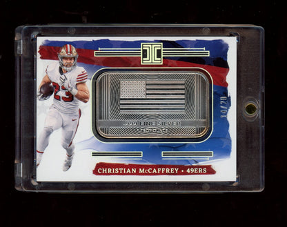 2021 Panini Impeccable #USA-CM Christian McCaffrey Silver USA Flag #/20
