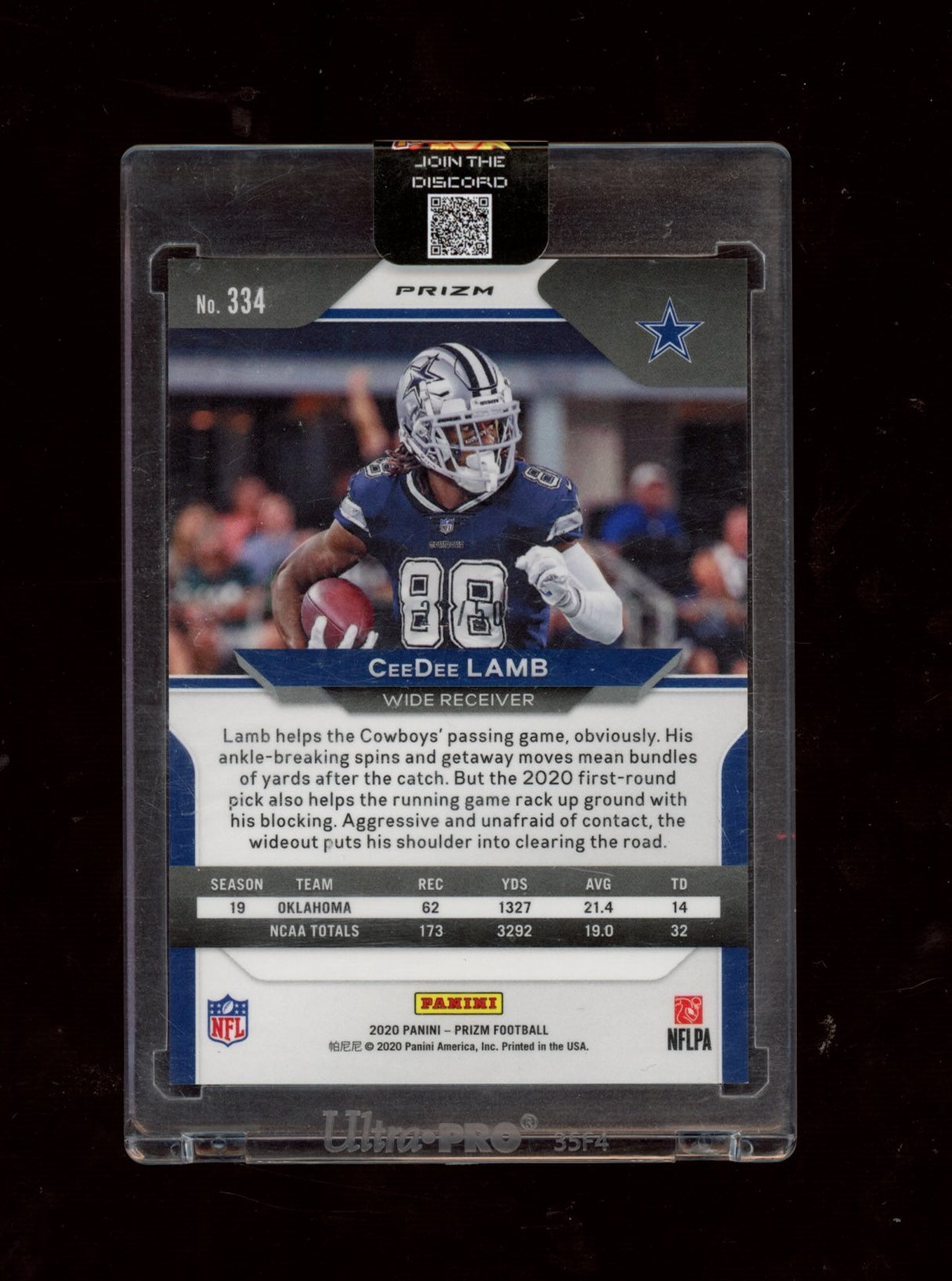 2020 Panini Prizm #334 CeeDee Lamb Prizm No Huddle Red #/50
