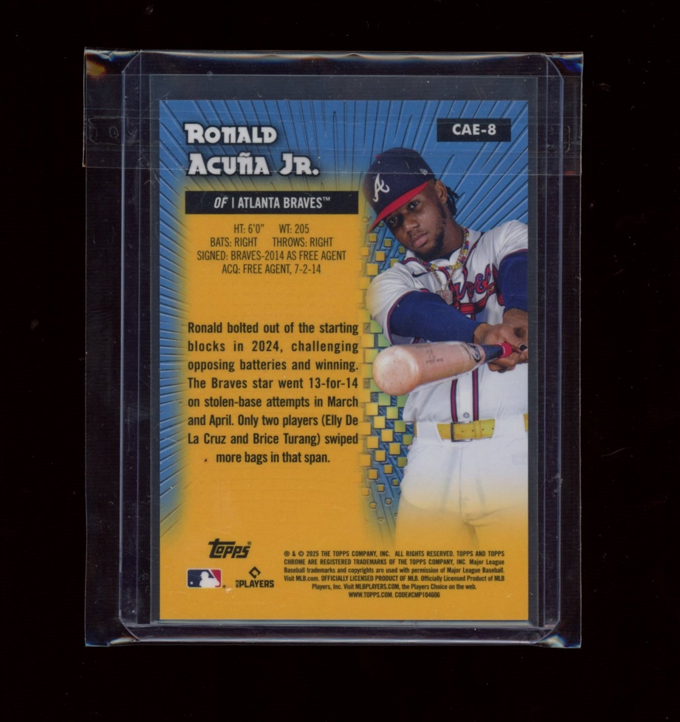 2025 Topps Chrome #CAE-8 Ronald Acuna Jr. Chrome All-Etch Red Refractors #/5