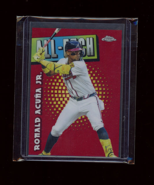 2025 Topps Chrome #CAE-8 Ronald Acuna Jr. Chrome All-Etch Red Refractors #/5