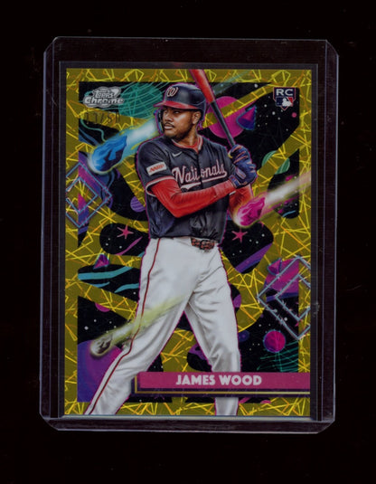 2025 Topps Chrome Cosmic #1 James Wood Gold Interstellar Refractor #/50
