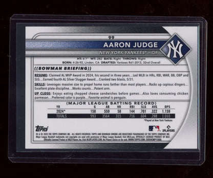 2025 Bowman Chrome Sapphire Edition #99 Aaron Judge Gold Sapphire #/50