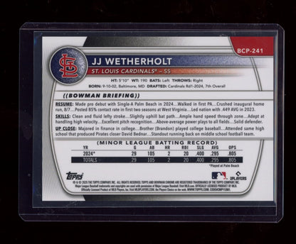 2025 Bowman Chrome #BCP-241 JJ Wetherholt Prospects Gold Shimmer #/50
