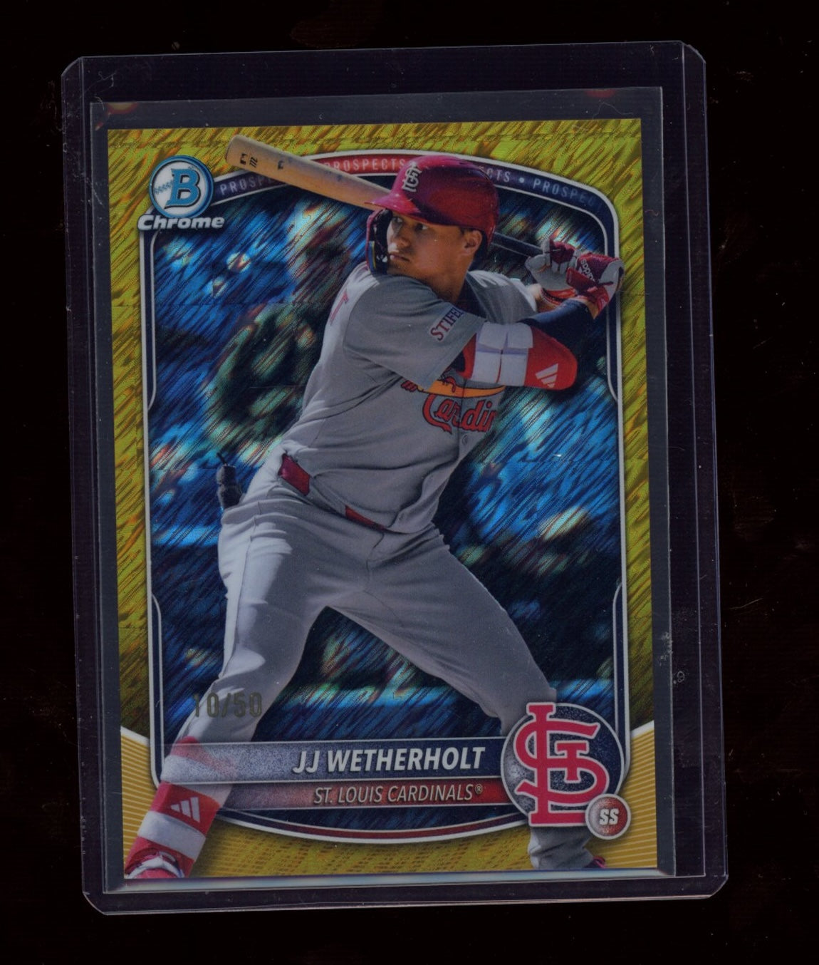 2025 Bowman Chrome #BCP-241 JJ Wetherholt Prospects Gold Shimmer #/50