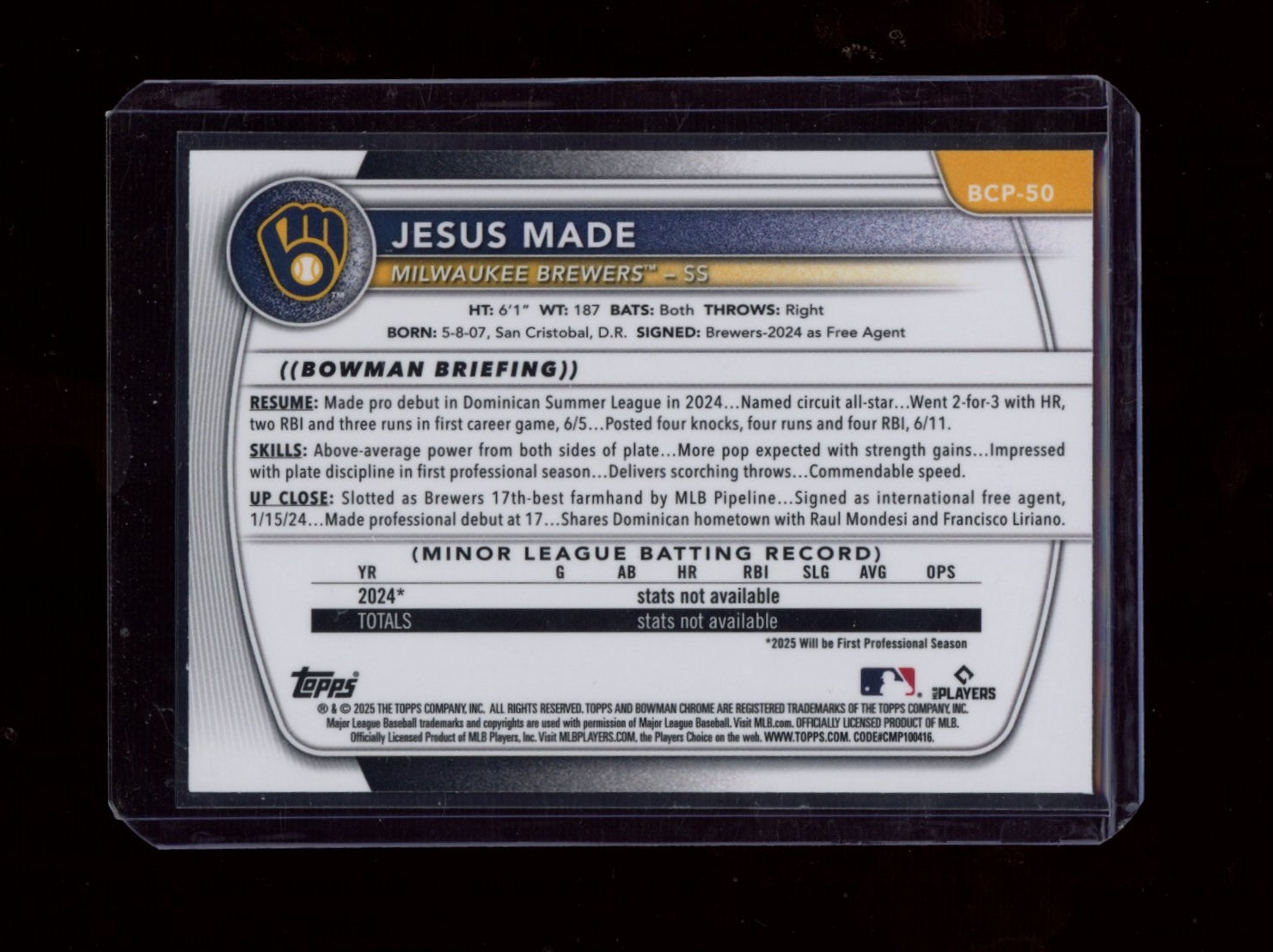 2025 Bowman Sapphire Edition #BCP-50 Jesus Made Green #/99