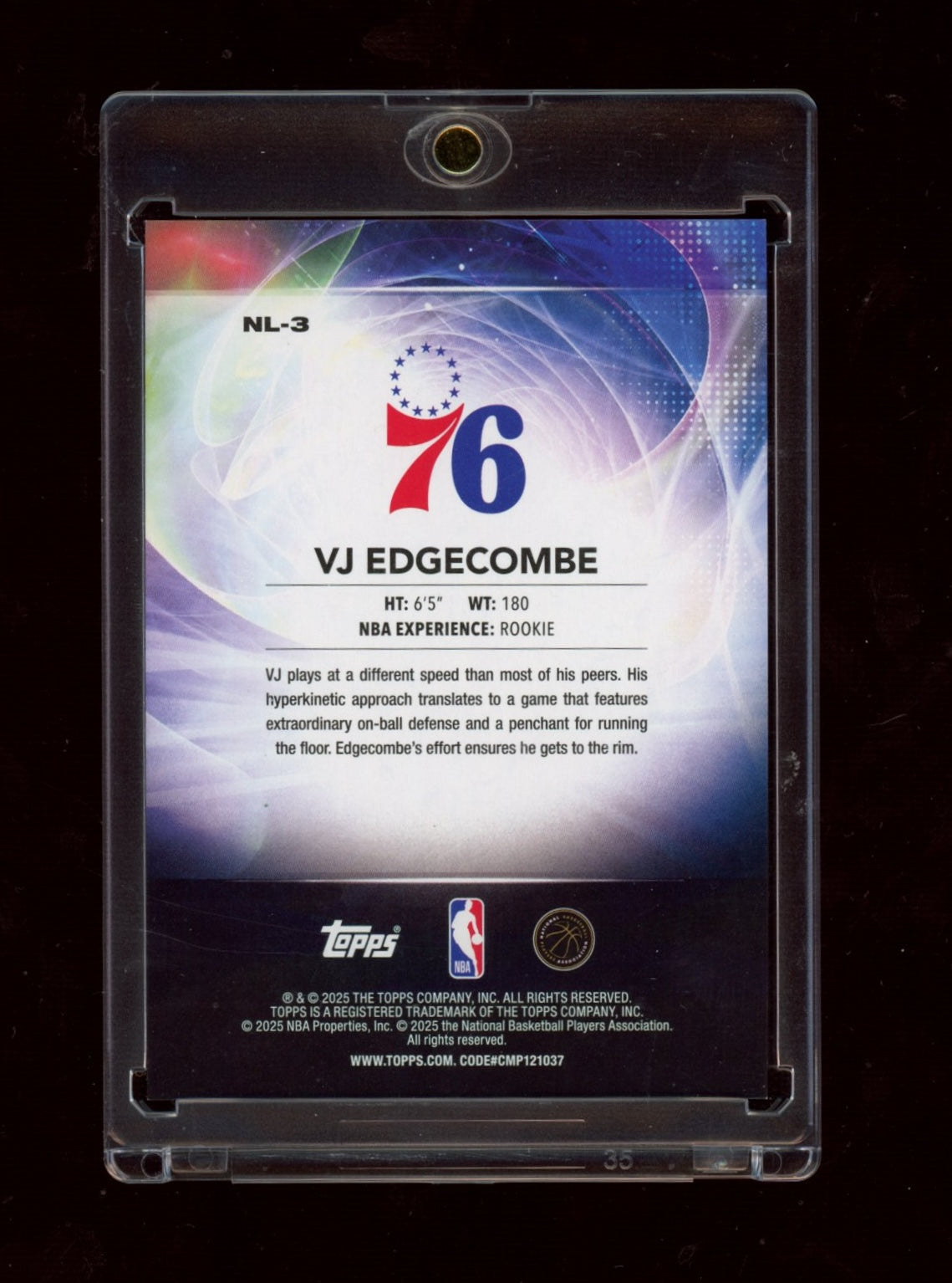 2025-26 Topps #NL-3 VJ Edgecombe No Limit Gold Rainbow #/50