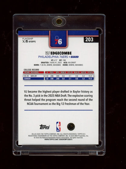 2025-26 Topps #203 VJ Edgecombe Diamante Gold #/50