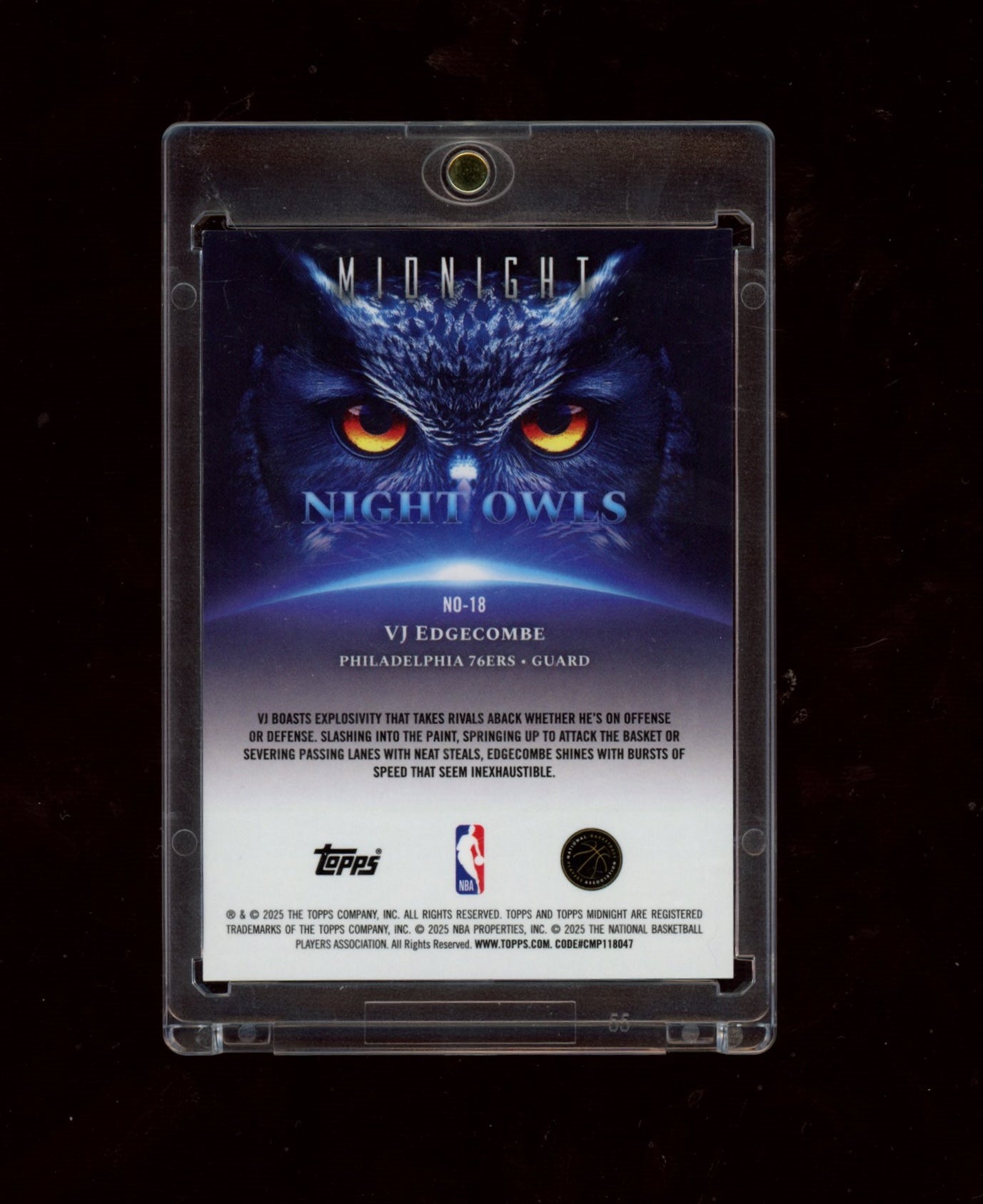 2025-26 Topps Midnight #NO-18 VJ Edgecombe Night Owls Summer Solstice #/50