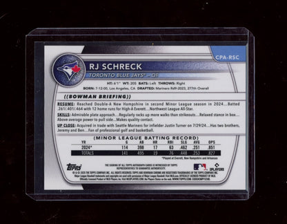 2025 Bowman Chrome #CPA-RSC RJ Schreck Prospect Autographs Gold Shimmer #/50