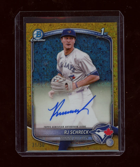 2025 Bowman Chrome #CPA-RSC RJ Schreck Prospect Autographs Gold Shimmer #/50