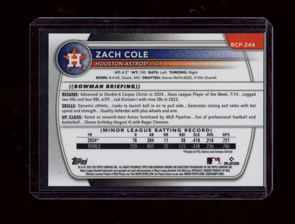 2025 Bowman Chrome Sapphire #BCP-244 Zach Cole Orange Sapphire #/25