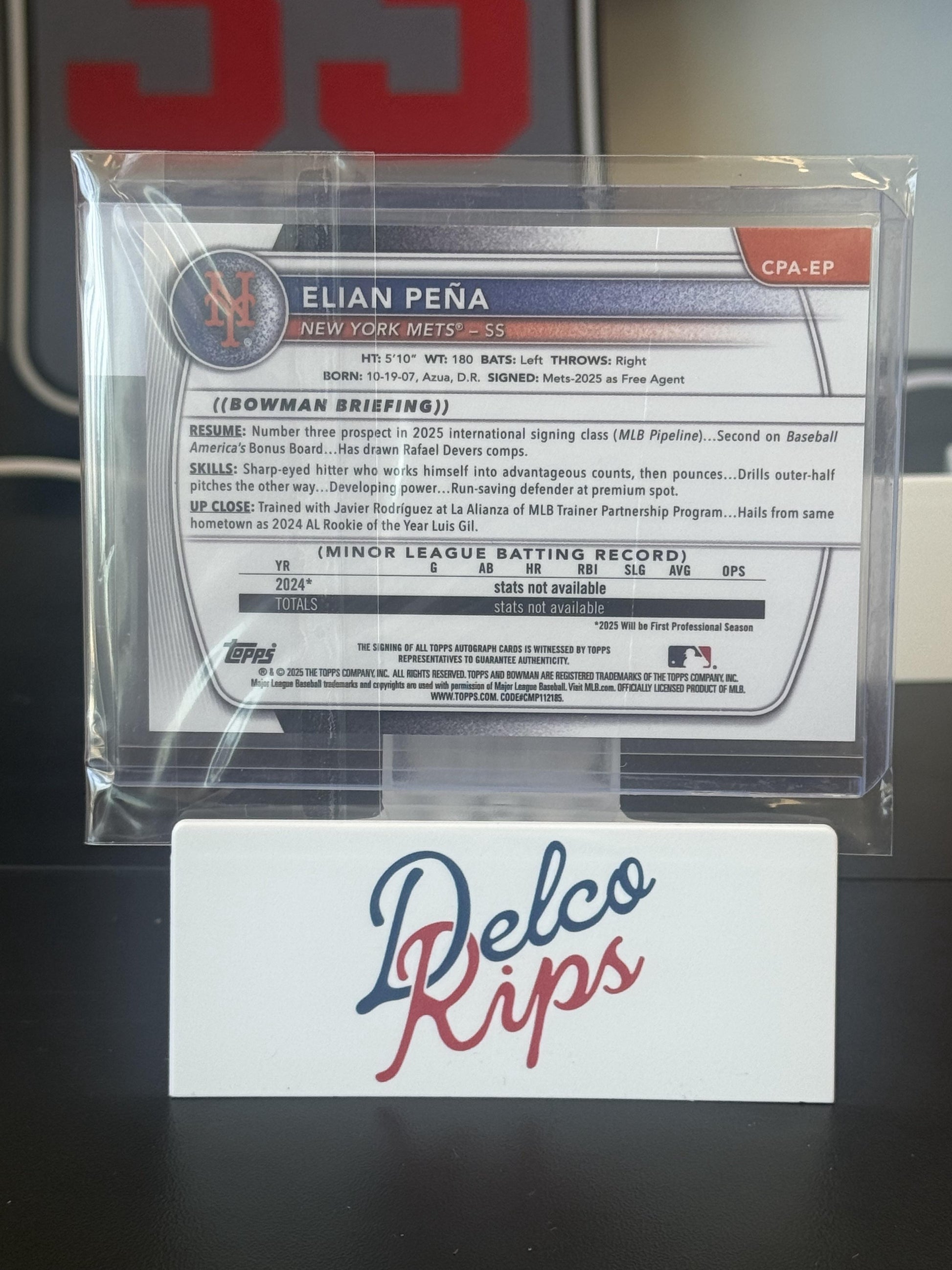 2025 Bowman Chrome #CPA-EP Elian Peña Prospect Autographs