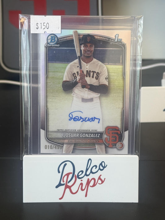 2025 Bowman Chrome #CPA-JD Josuar Gonzalez Prospect Autographs Refractor #/499
