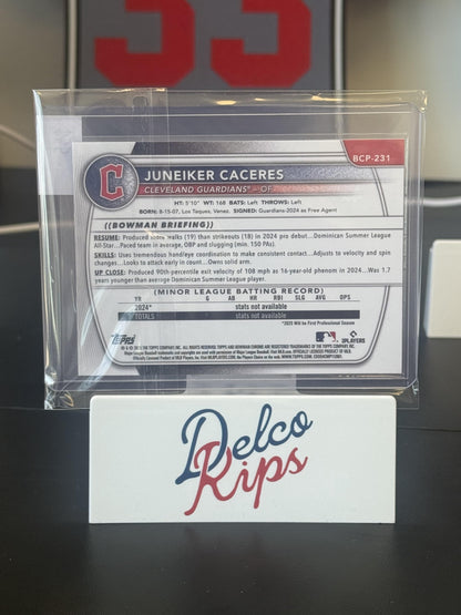 2025 Bowman Chrome #BCP-231 Juneiker Caceres Prospects Sunflower Seeds