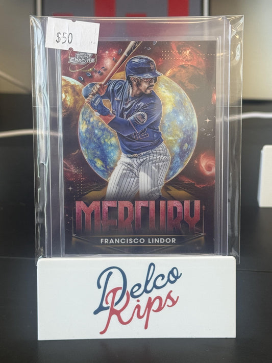 2025 Topps Chrome Cosmic #PPM-4 Francisco Lindor Planetary Pursuit Mercury
